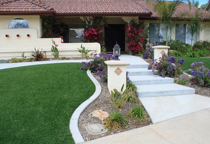 Front Yard With Artificial Turf